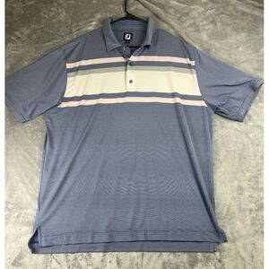 FootJoy Men's‎  Polo Shirt 2XL  White Gray Pink Striped Performance Golf money